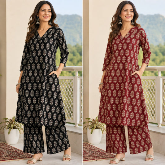 A-LINE KURTA PLAZZO Deepika's Adornments