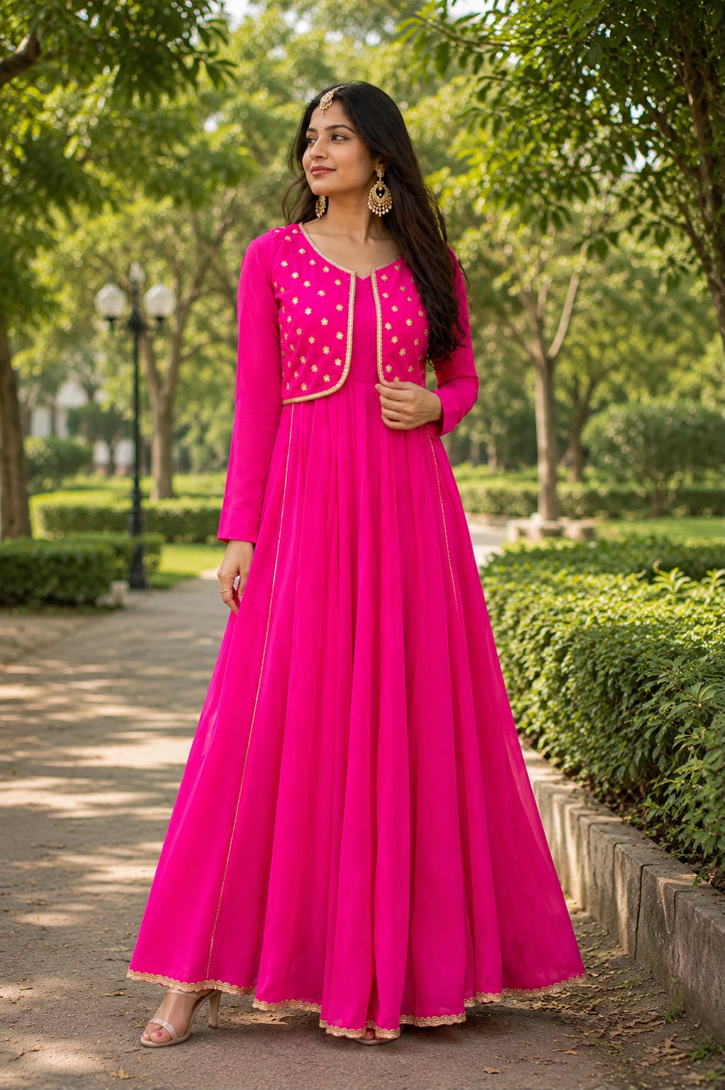 stunning Rani Pink Georgette Anarkali SetAN Deepika's Adornments