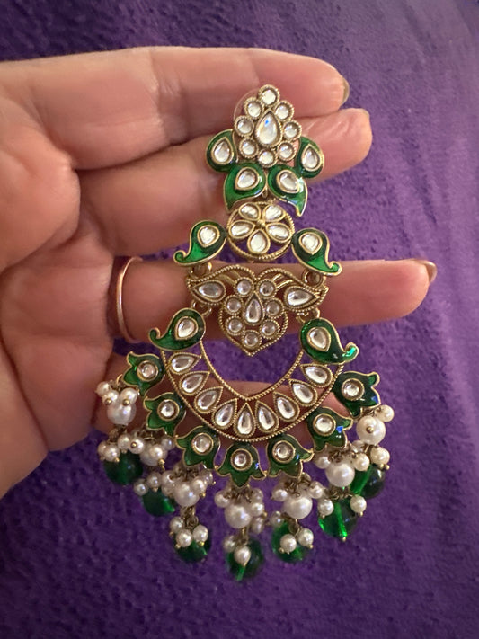 Long statement earring kundan Nikhar Jewelry