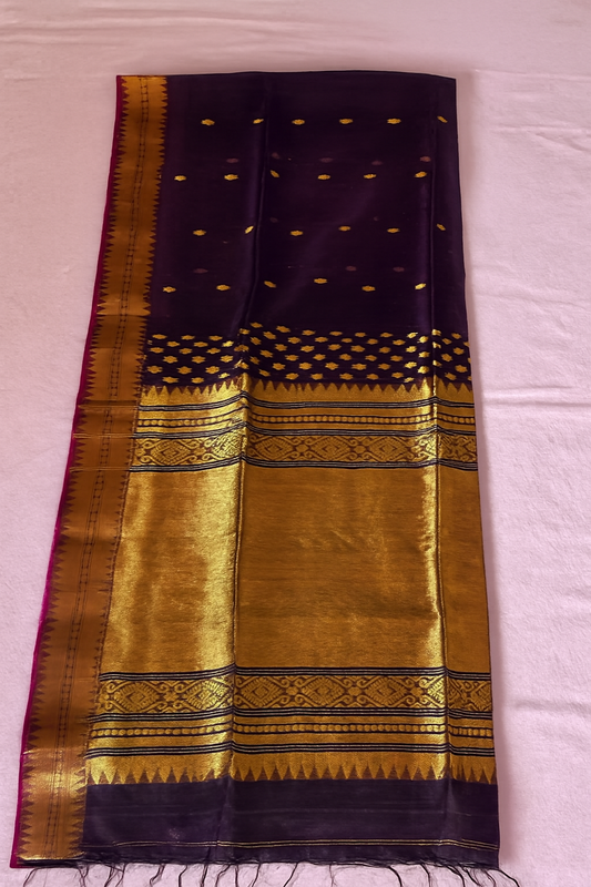 Resham Banarsi saree-Dark Purple