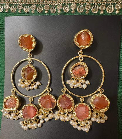 Brass Earrings with Natural StonesC245