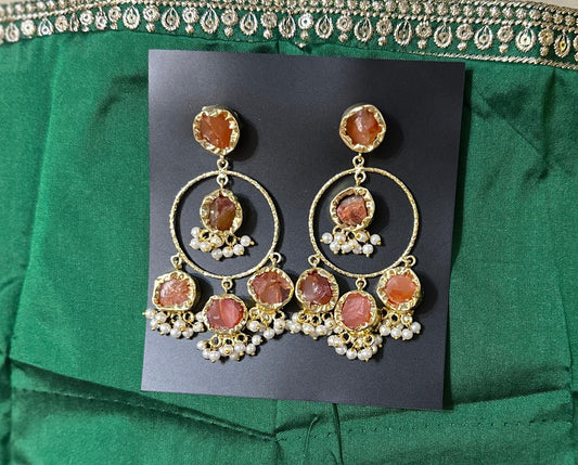 Brass Earrings with Natural StonesC245