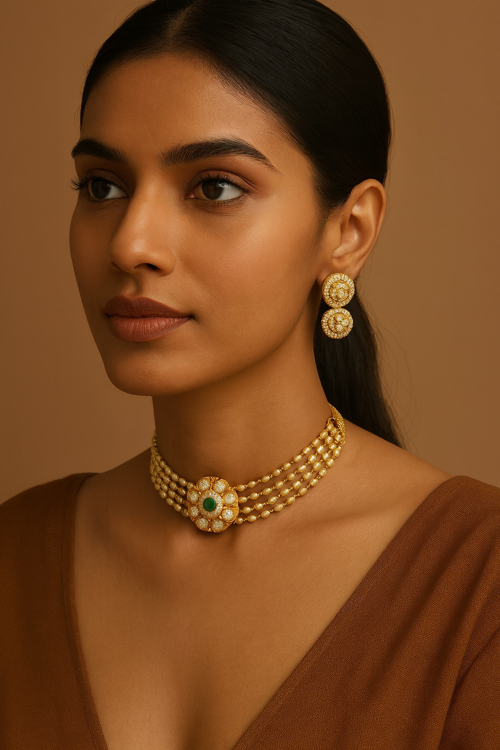 Jhansi Kundan Chokar Set-Green