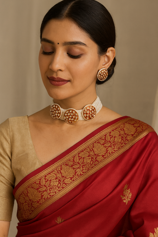 Rani Chokar Kundan Set Red