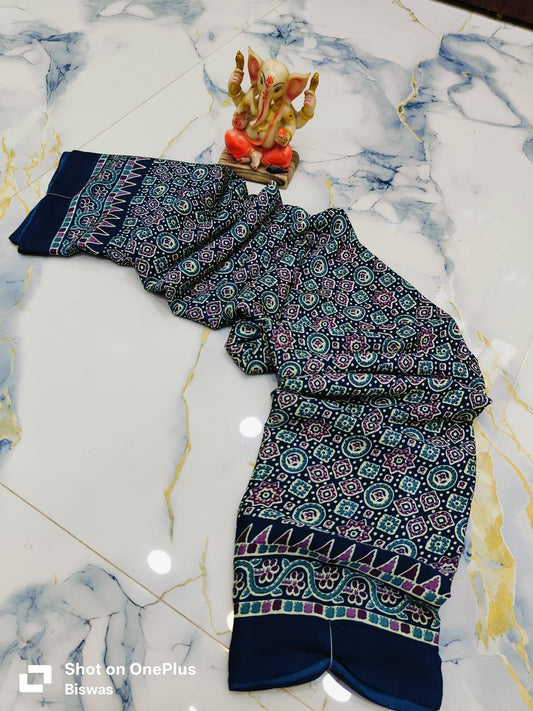 Modal Silk Ajrakh-Blue