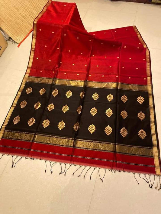 Cotton Silk Maheshwari Handloom-Red