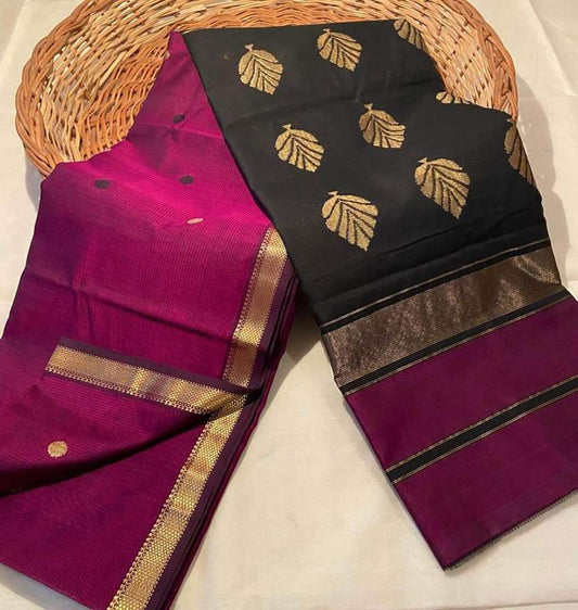 Cotton Silk Maheshwari Handloom-Dark Majenta