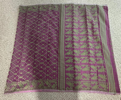 Bengal Handloom Jamdani Saree Purple and Green