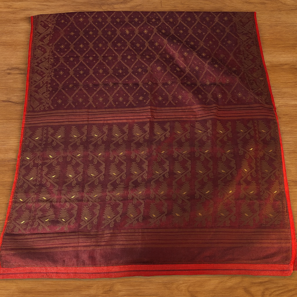 Bengal Handloom Jamdani Saree Maroon