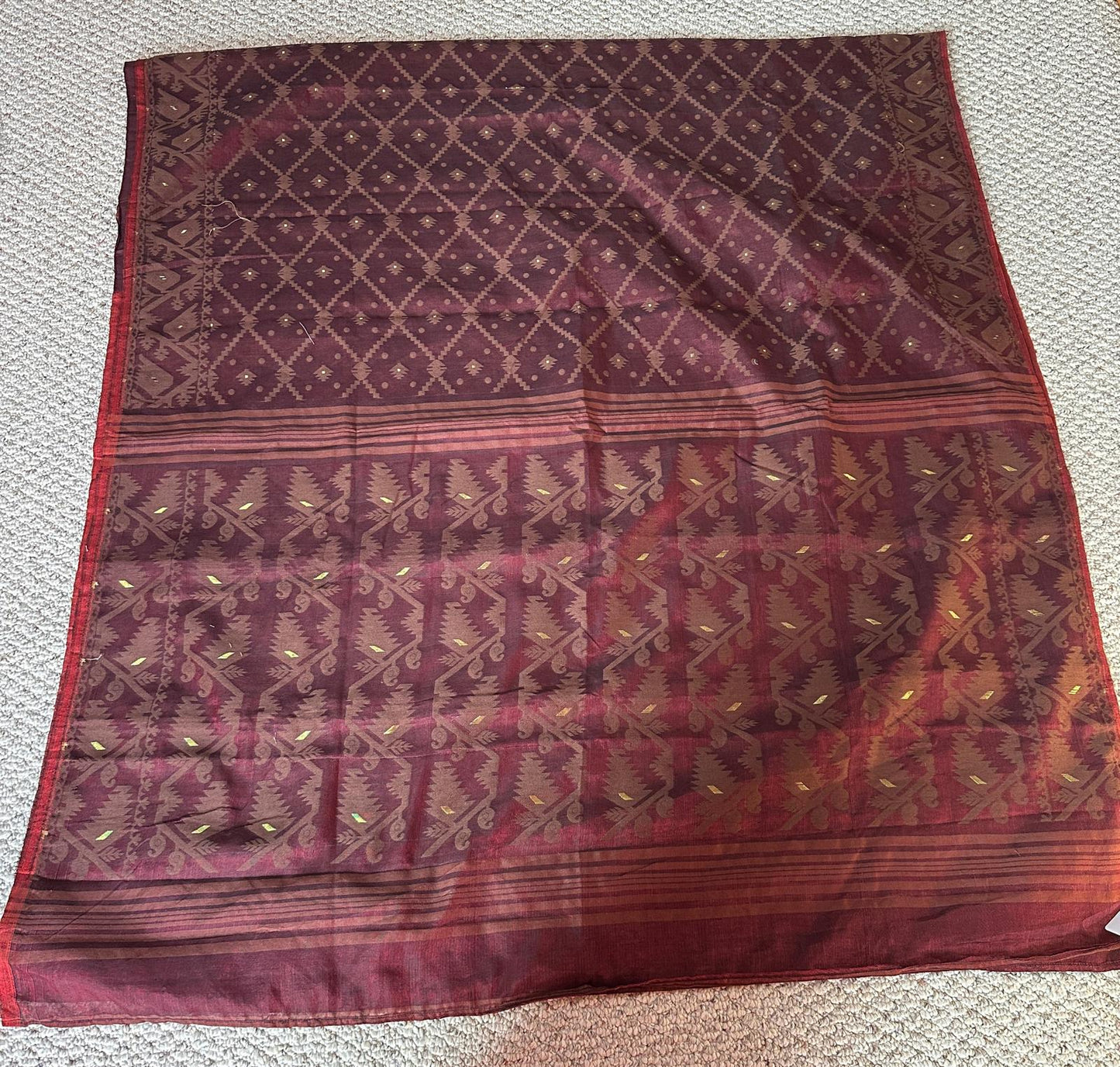 Bengal Handloom Jamdani Saree Maroon