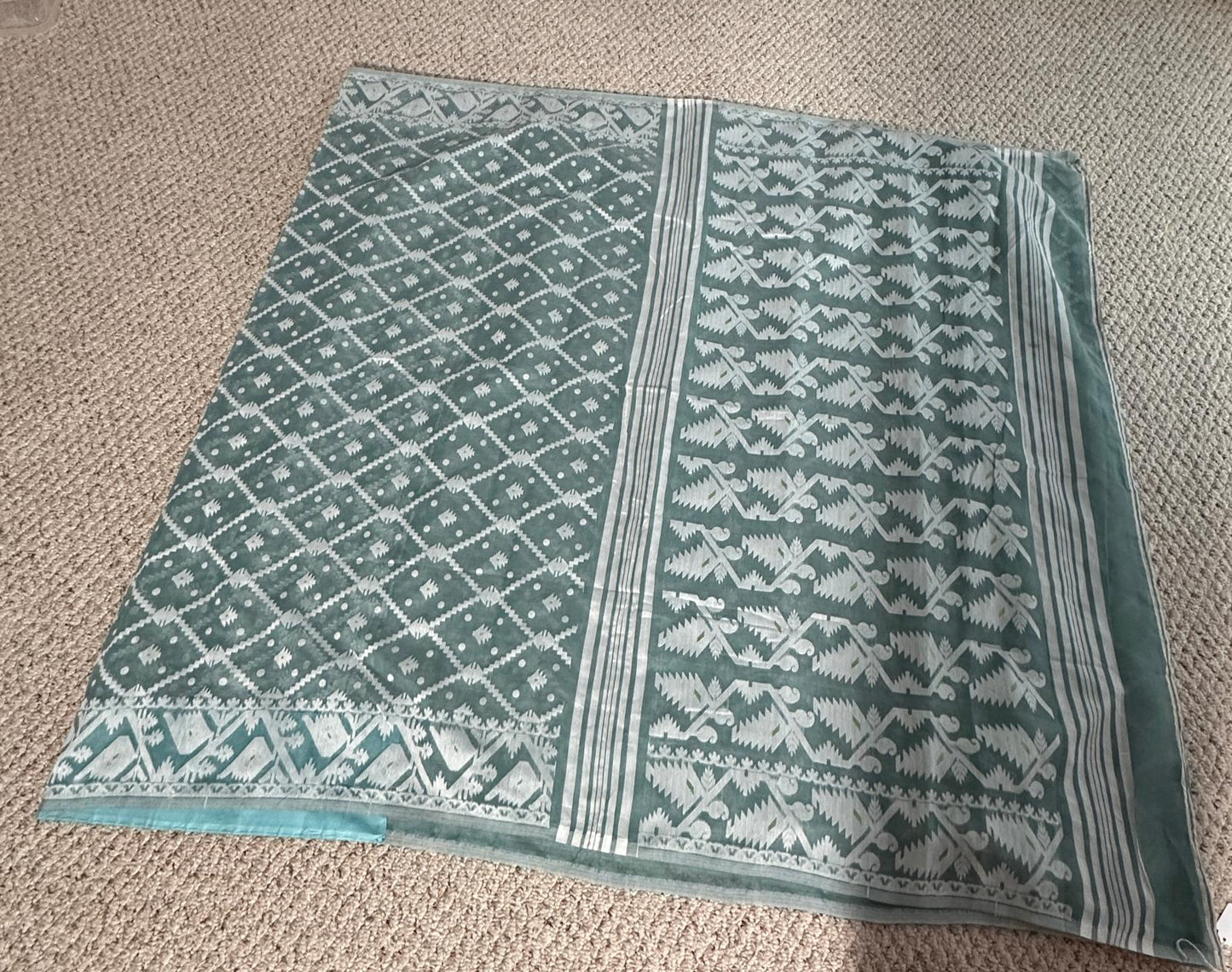 Bengal Handloom Jamdani Saree Sea Green