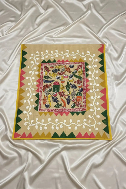 Dhonekhali Tant Saree - Hand Painted Beige Dipannita Handloom