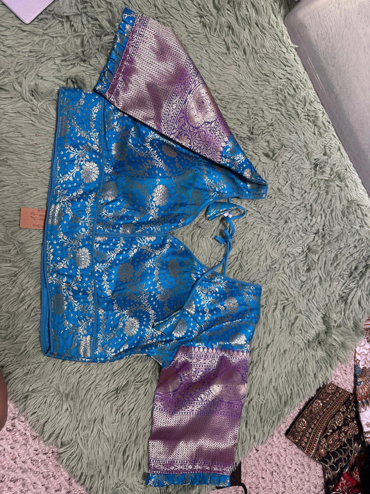 Pathini Designer Blouse -Sea Blue YADU NANDAN FASHIONS Keevaa Exports