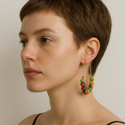 Elongated Kantha Wire Hoops