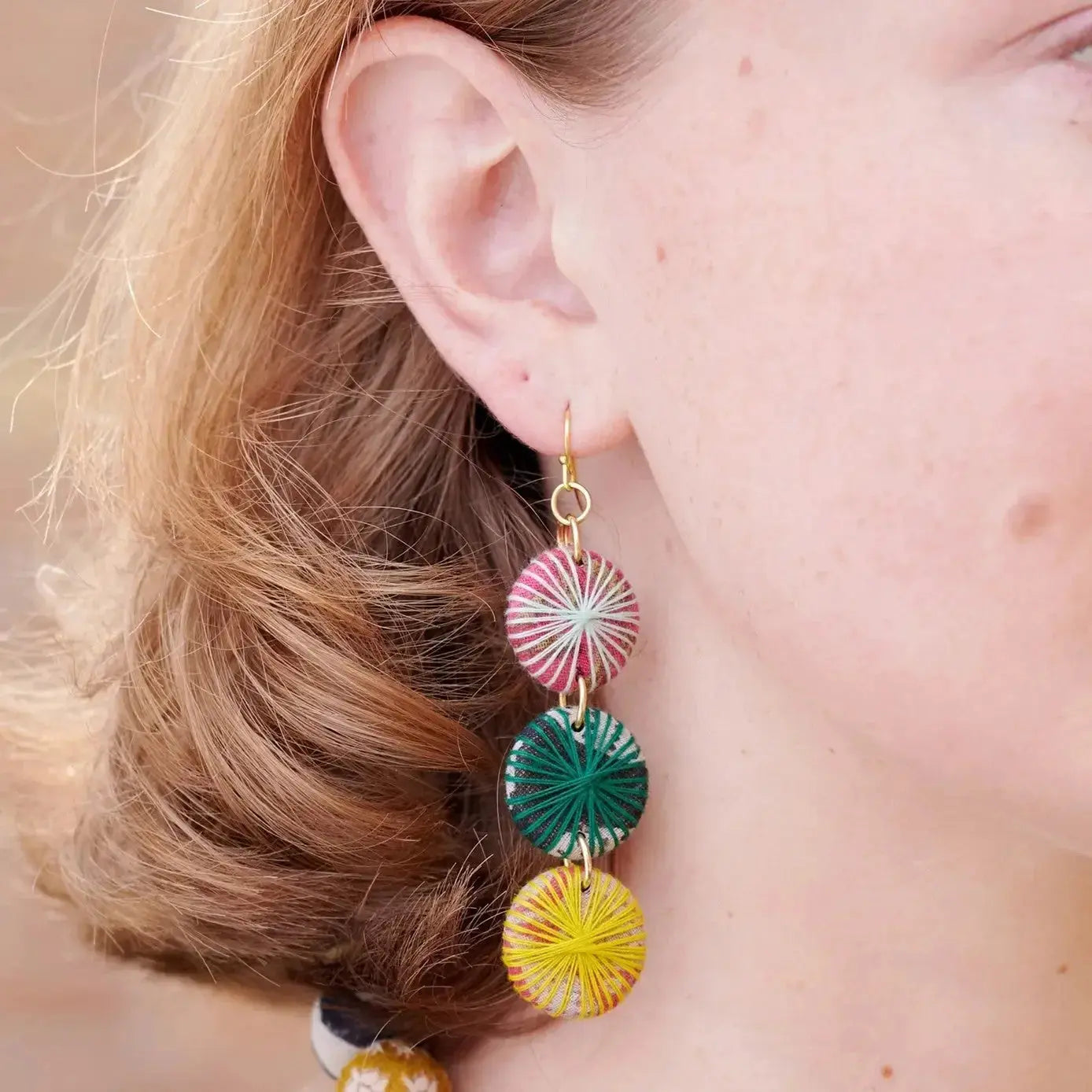 Kantha Threadburst Trio Earrings - Deepika's Adornments