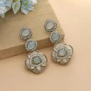 Sky Blue Kundan Long Drop Earrings | Oxidized Silver Ethnic Jewelry Deepika's Adornments