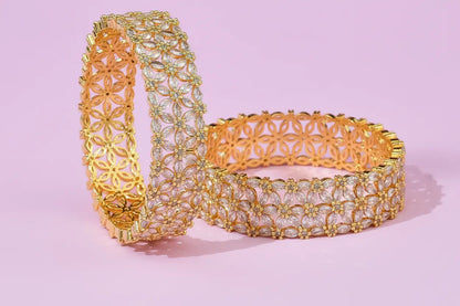 Flower design American Diamond Bangel 