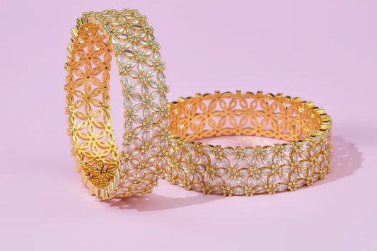 Flower design American Diamond Bangel 