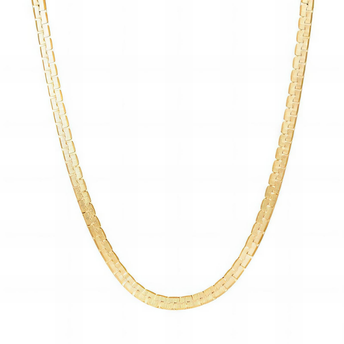 Graduated Flat Brick Link Chain Necklace | 18K Gold Plated Stainless Steel | Waterproof & Hypoallergenic Glozzo Wholesale Jewelry