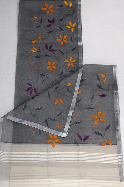 Muslin Hand Painted Handloom Saree - Deepika's Adornments
