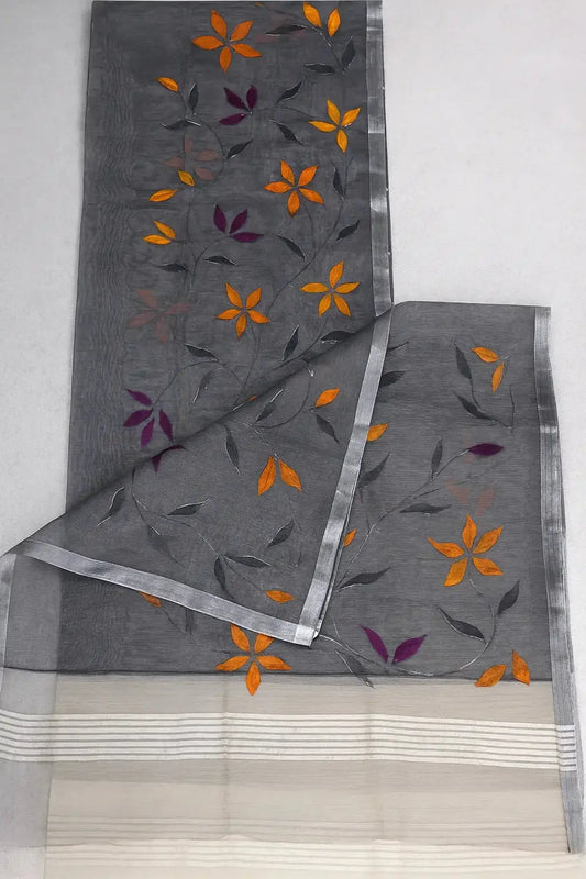 Muslin Hand Painted Handloom Saree - Deepika's Adornments