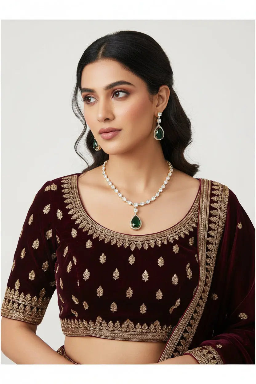 Green Hydrostone & CZ Statement Necklace Set | 24ct Gold Plated on Rhodium Indian Jewelry Deepika's Adornments