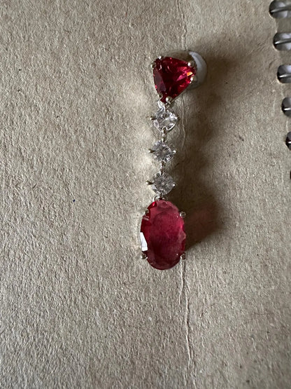 Red Hydrostone & Silver CZ Necklace Set | Convertible Choker | 24ct Rhodium Plated Deepika's Adornments