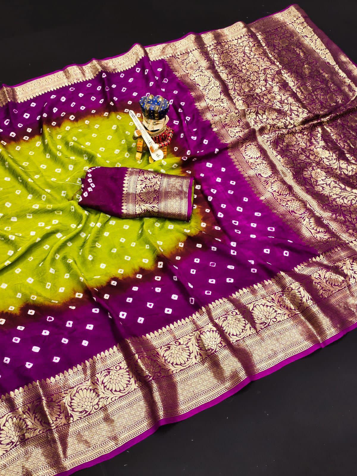Soft material Bhandhej Saree