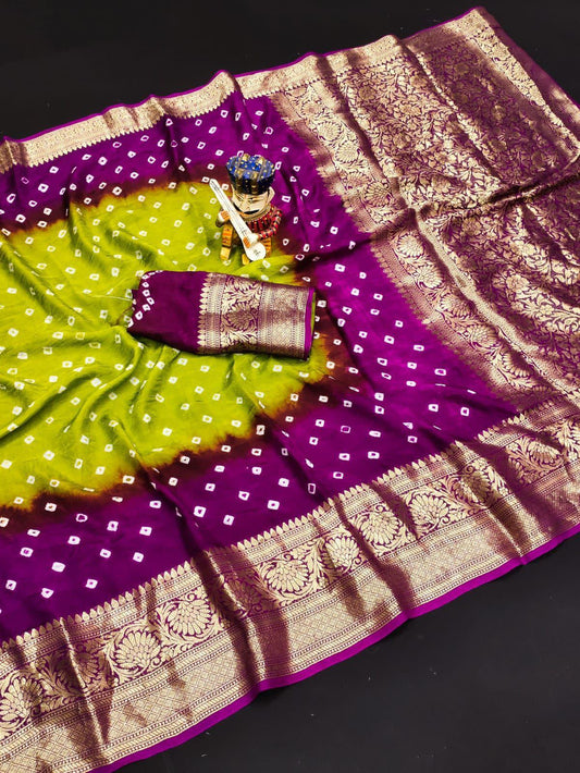 Soft material Bhandhej Saree