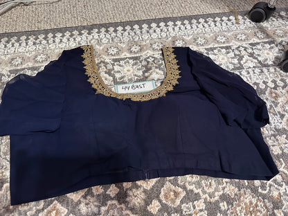Navy Blue Ready-to-Wear Saree – Georgette with Moon Motif Hand Embroidery & Designer Blouse Maha Collection