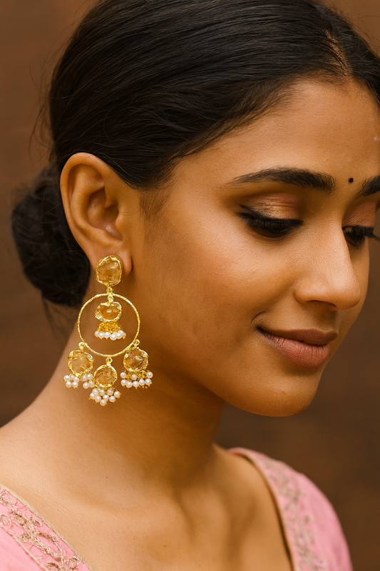 Brass Earrings with Natural StonesC245A