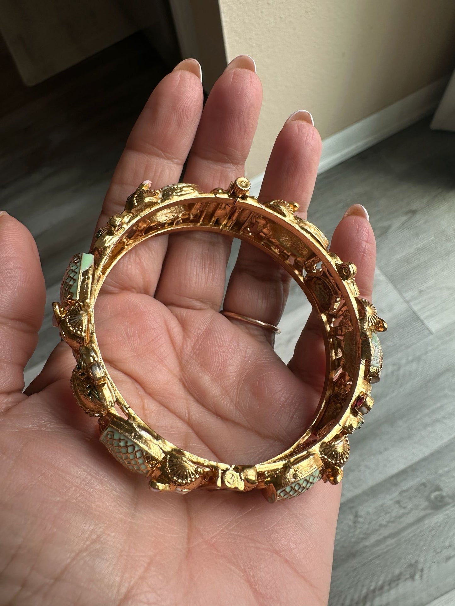 Temple Heritage Mint Treasure Gold Bangles Elephant and Kalash Set of 2 (Openable) Deepika's Adornments