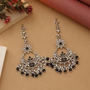 Kundan Statement Black Chandbali Earrings Femnari