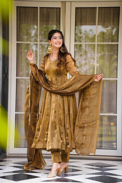 Jimmy Choo Anarkali Suit-Gold