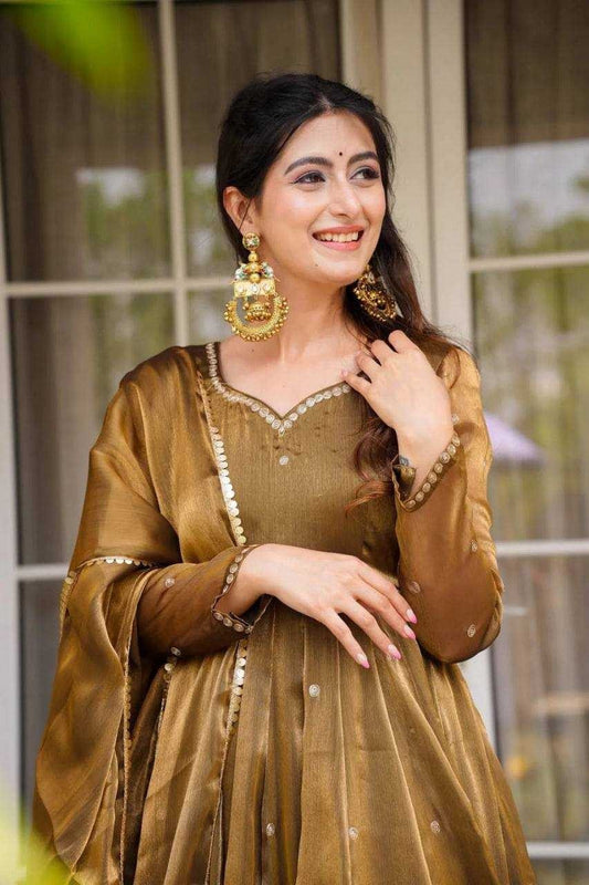 Jimmy Choo Anarkali Suit-Gold