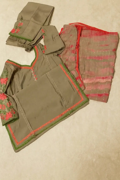 Mocha & Magenta Muslin Kameez with Embroidered Straight Pants Rachna Suits