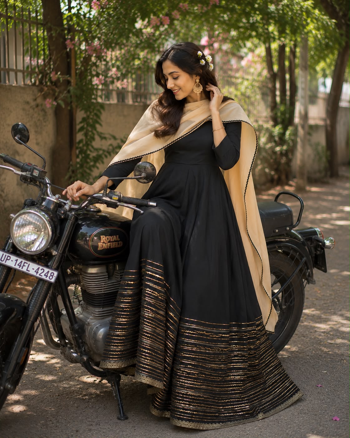 Luxury Black Georgette Anarkali Set – Gota Work & Golden Dupatta Maha Collection