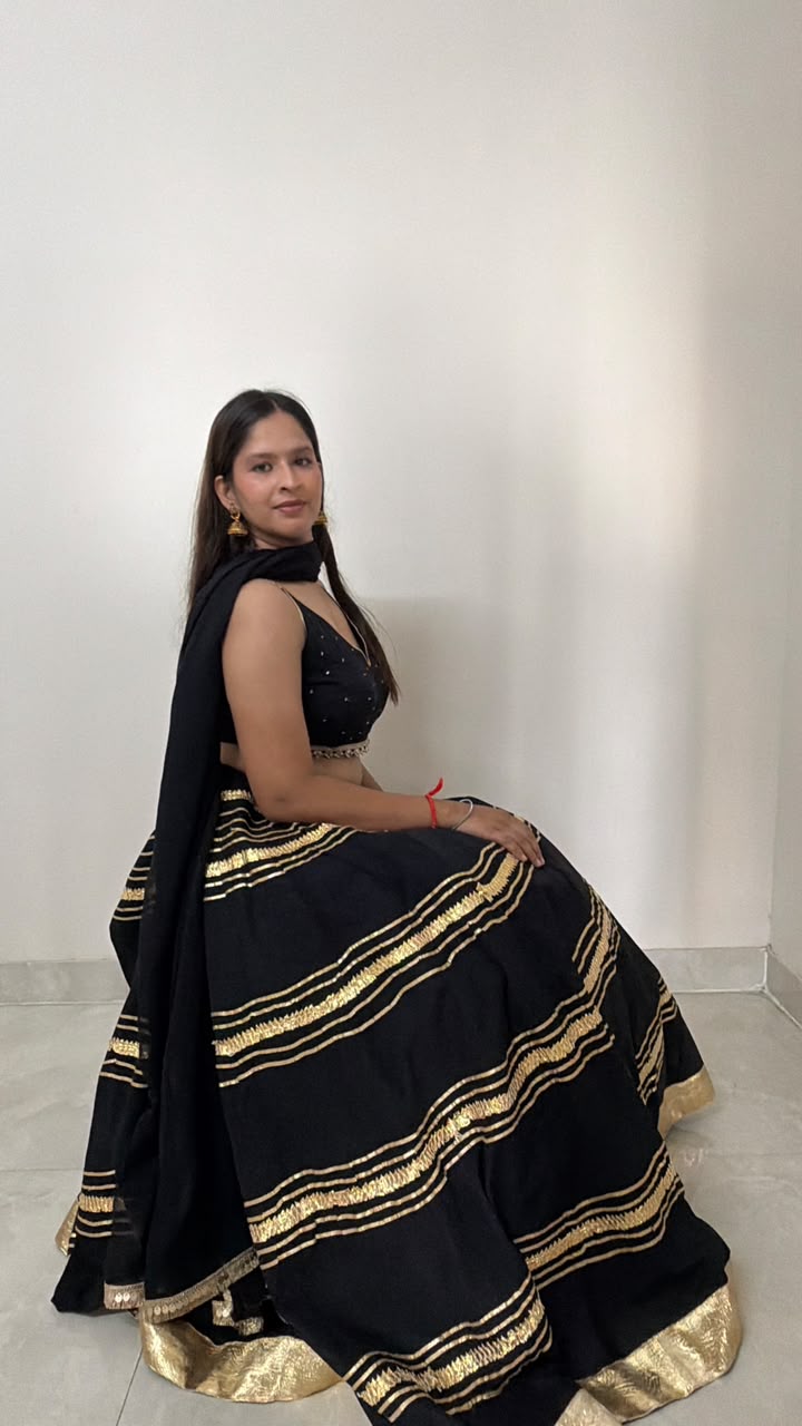 Luxury Black Georgette Lengha Set Deepika's Adornments