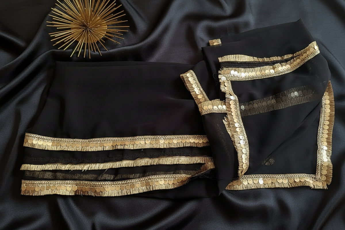 Luxury Black Georgette Lengha Set Deepika's Adornments