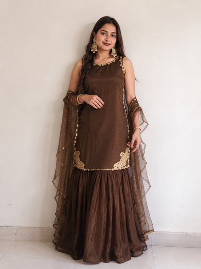 Luxury Bronze Sharara Set Deepika's Adornments