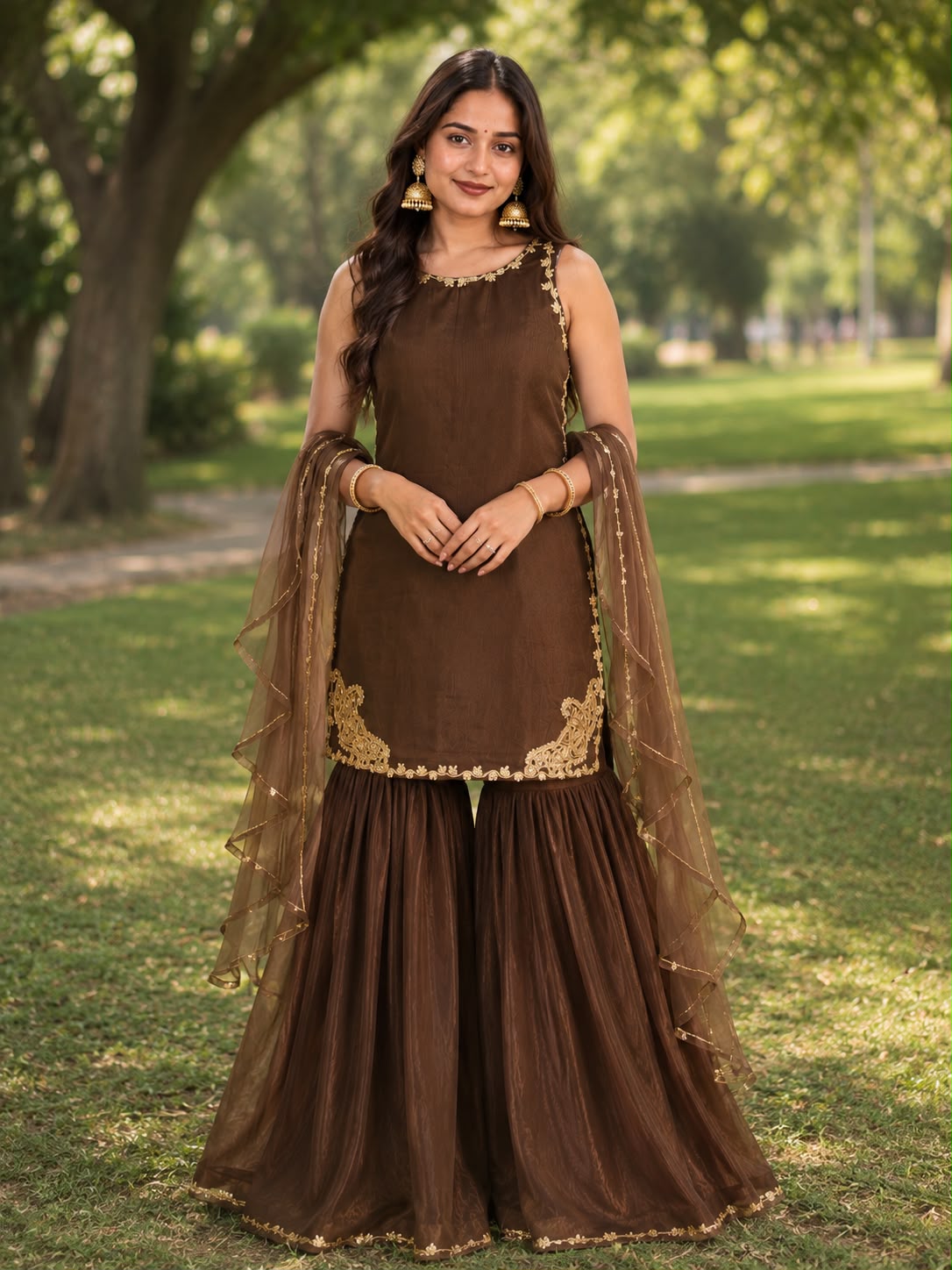 Luxury Bronze Sharara Set Deepika's Adornments