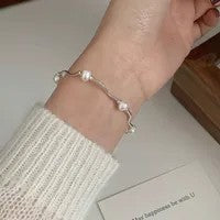 Dainty 925 Sterling Silver Pearl Bracelet