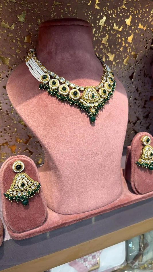 Heritage Collection-Regal Green & Gold Bridal Jewelry Set - Deepika's Adornments
