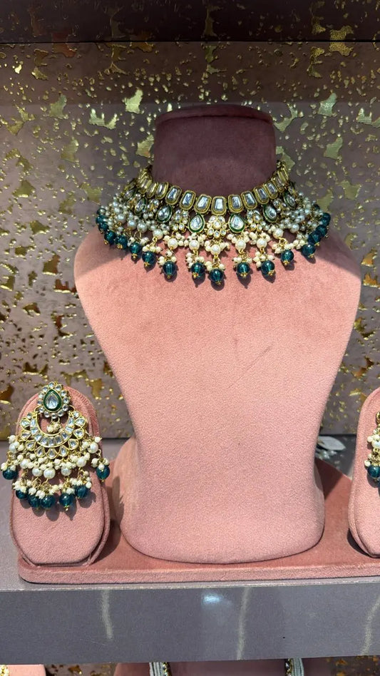 Kundan Heritage Collection Jewerly-Bridal Necklace Set with Maang Tika 