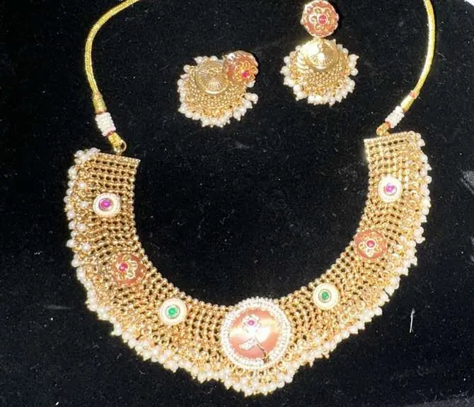 Meenakari Necklace Set - Multi-Color Enamel Jewelry with Vibrant Hand-Applied Colors for Indian Bridal Weddings