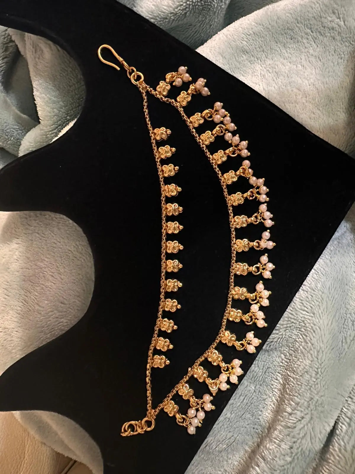 Two Strand Pearl Sahara - Traditional Bridal Hair Accessory all gold and pearl