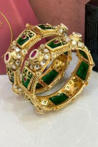Heritage Trending Emeralds Premium Gold Polish Bangles Set of 2(Openable) Deepika's Adornments