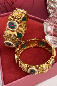 Temple Heritage Mint Treasure Gold Bangles Set of 2 (Openable) Nikhar Jewelry