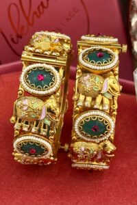 Temple Heritage Mint Treasure Gold Bangles Set of 2 (Openable) Nikhar Jewelry