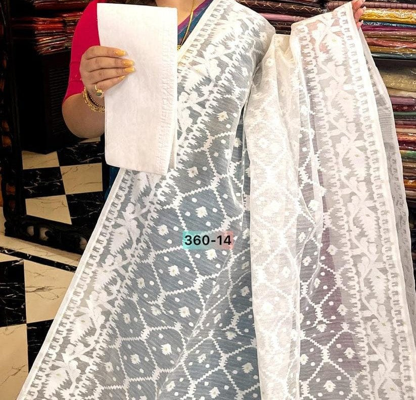 Jamdani off white with gold Zari